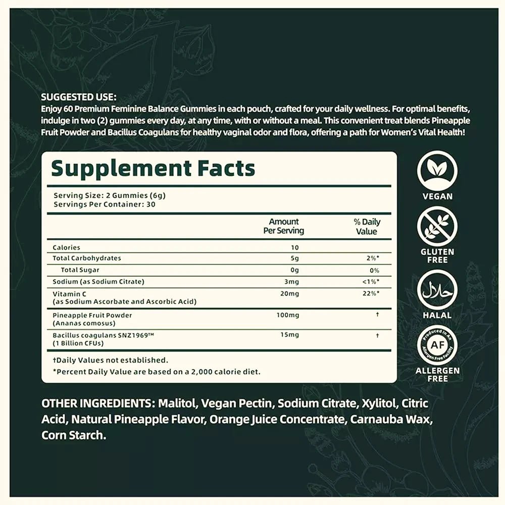 Vital Source Feminine Balance Gummies - Hawaiian Pineapple - silverfoxgoods